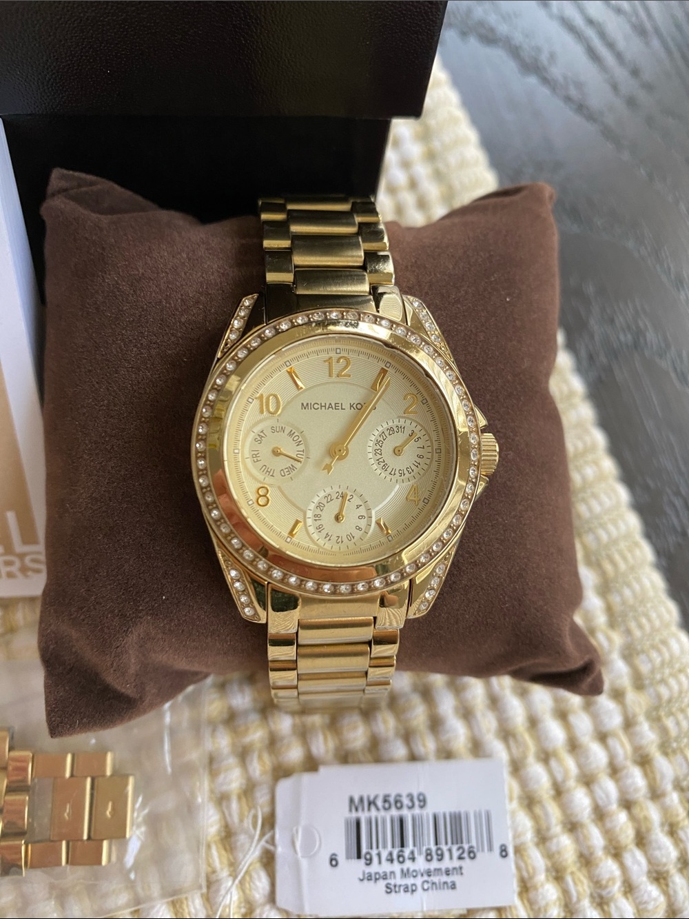 Michael Kors Gold-tone Crystal Bezel Chronograph Watch Women’s - Picture 2 of 9